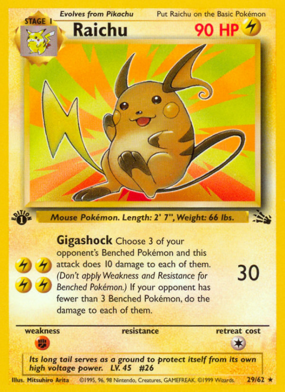 Raichu 29/62 Base Fossil