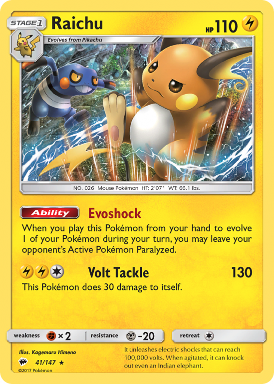 Raichu 41/147 Sun & Moon Burning Shadows