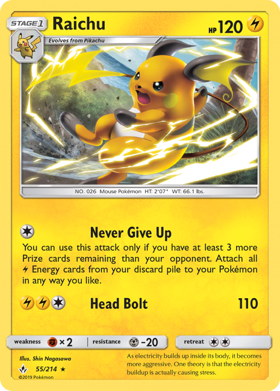 Raichu 55/214 Sun & Moon Unbroken Bonds