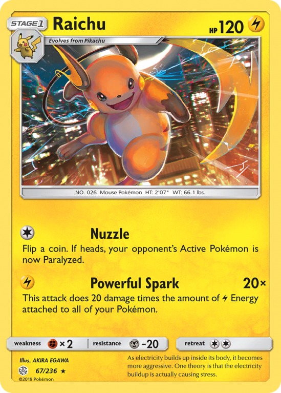 Raichu 67/236 Sun & Moon Cosmic Eclipse