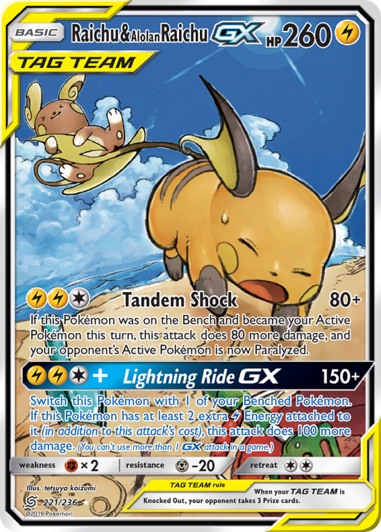 Raichu & Alolan Raichu-GX 221/236 Sun & Moon Unified Minds