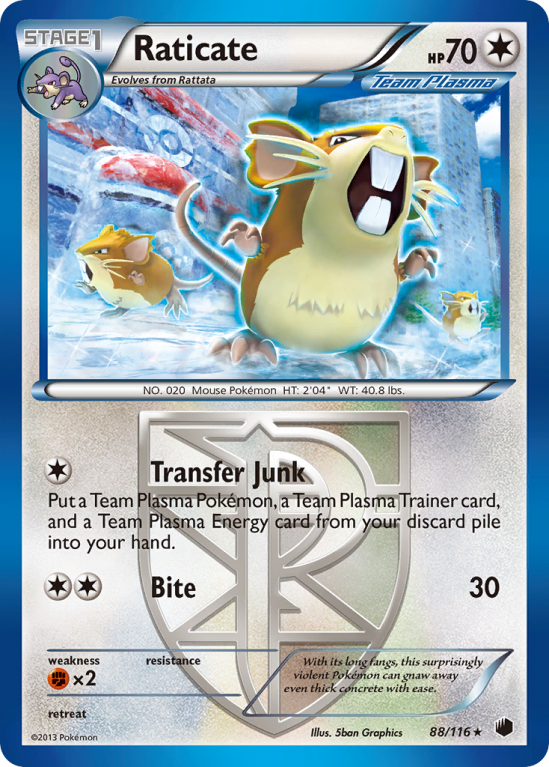 Raticate 88/116 Black & White Plasma Freeze