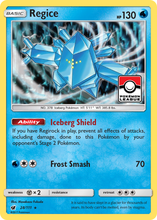 Regice 28/111 Sun & Moon Crimson Invasion