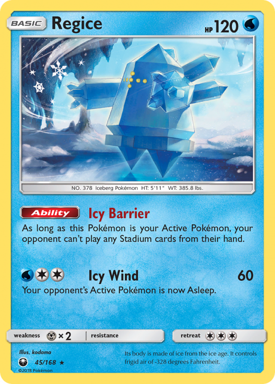 Regice 45/168 Sun & Moon Celestial Storm