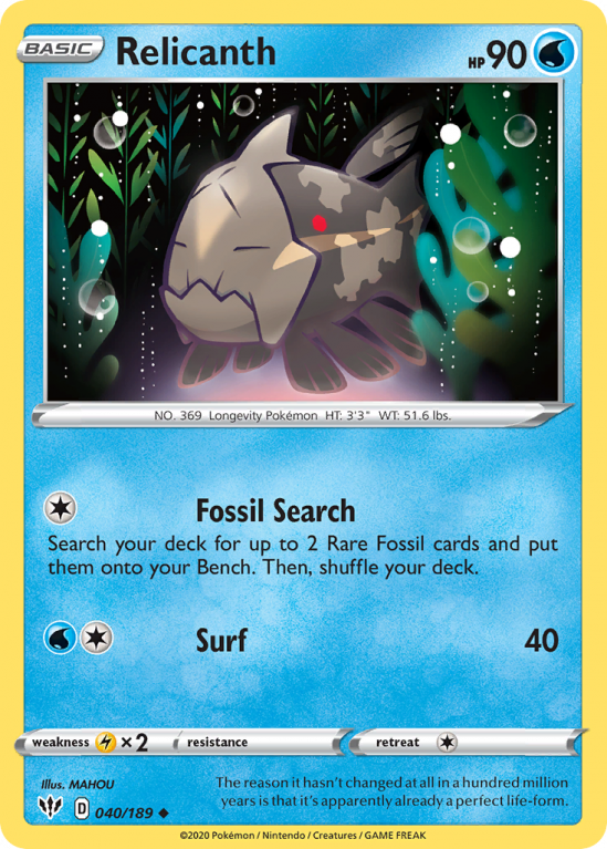 Relicanth 40/189 Sword & Shield Darkness Ablaze