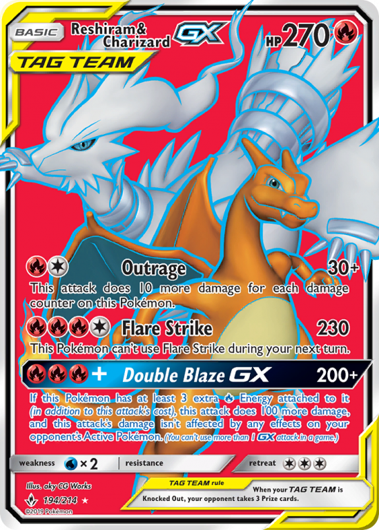Reshiram & Charizard-GX 194/214 Sun & Moon Unbroken Bonds