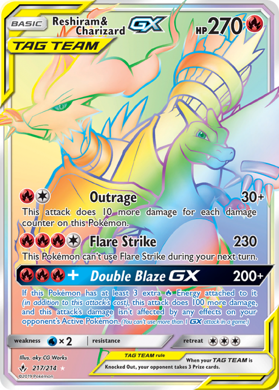 Reshiram & Charizard-GX 217/214 Sun & Moon Unbroken Bonds
