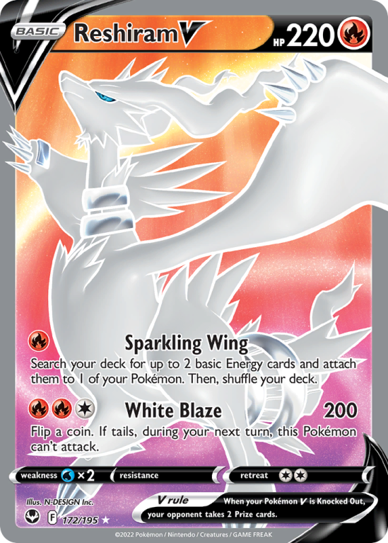 Reshiram V 172/195 Sword & Shield Silver Tempest