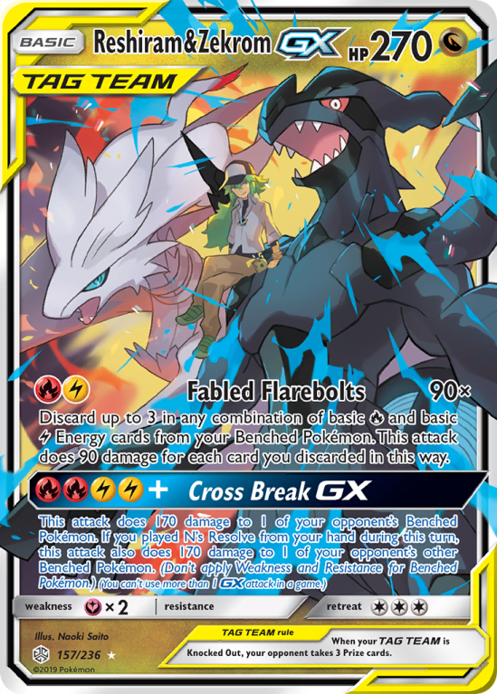 Reshiram & Zekrom-GX 157/236 Sun & Moon Cosmic Eclipse