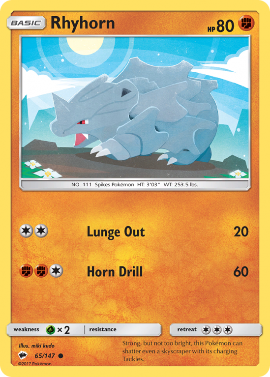 Rhyhorn 65/147 Sun & Moon Burning Shadows