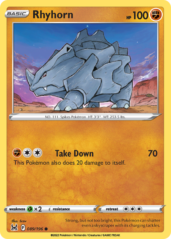 Rhyhorn 89/196 Sword & Shield Lost Origin