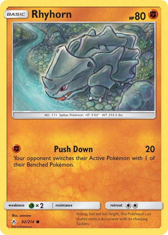 Rhyhorn 92/214 Sun & Moon Unbroken Bonds