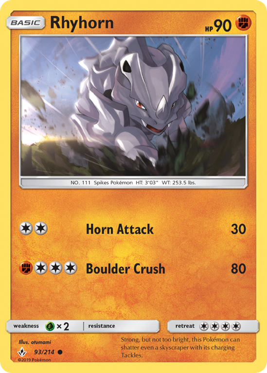 Rhyhorn 93/214 Sun & Moon Unbroken Bonds