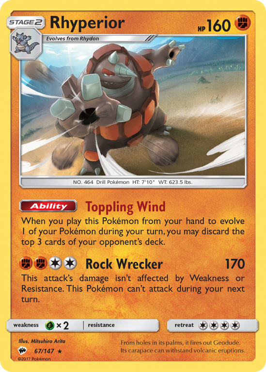 Rhyperior 67/147 Sun & Moon Burning Shadows