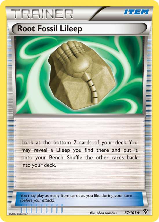 Root Fossil Lileep 87/101 Black & White Plasma Blast