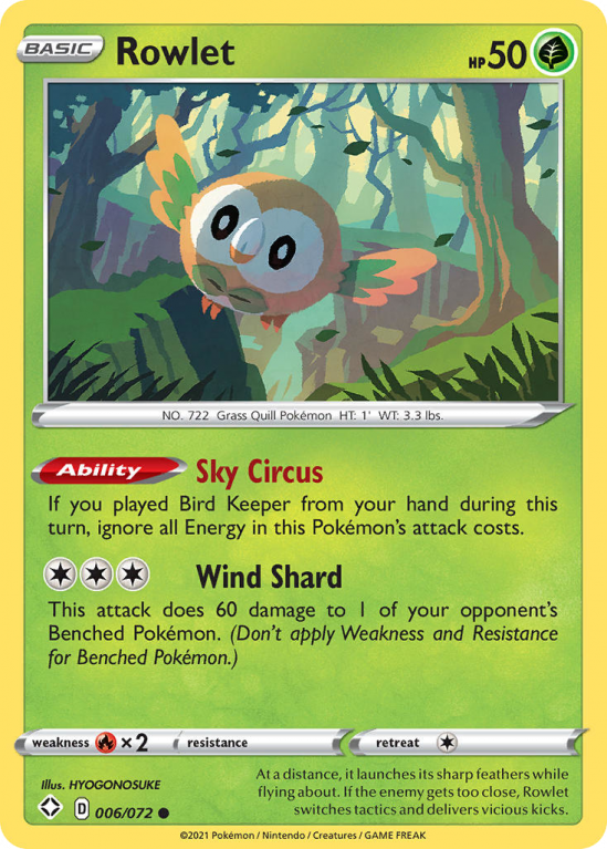 Rowlet 6/72 Sword & Shield Shining Fates