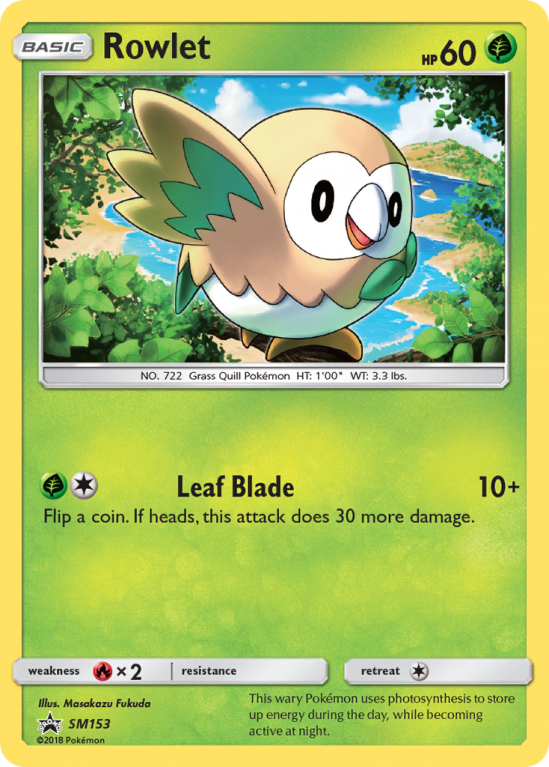 Rowlet SM153/156 Sun & Moon SM Black Star Promos