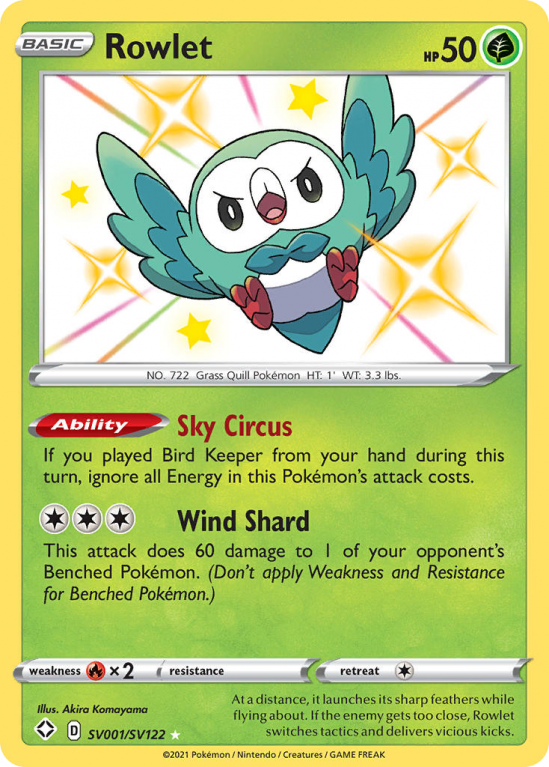 Rowlet SV001/122 Sword & Shield Shiny Vault