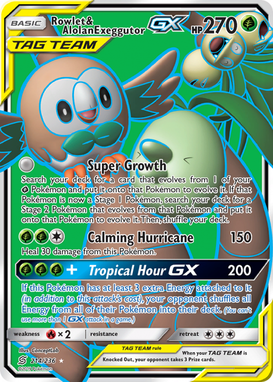 Rowlet & Alolan Exeggutor-GX 214/236 Sun & Moon Unified Minds