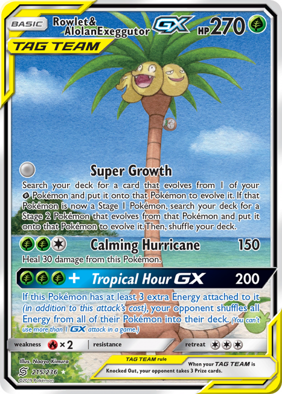 Rowlet & Alolan Exeggutor-GX 215/236 Sun & Moon Unified Minds