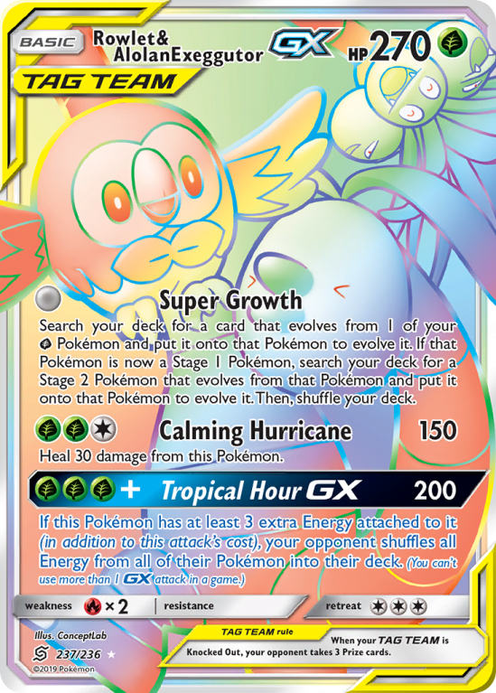 Rowlet & Alolan Exeggutor-GX 237/236 Sun & Moon Unified Minds