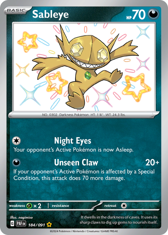 Sableye 184/91 Scarlet & Violet Paldean Fates