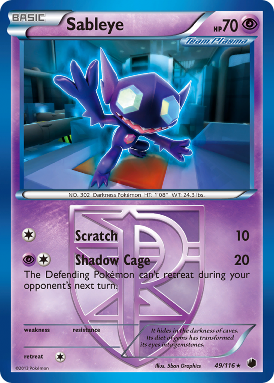 Sableye 49/116 Black & White Plasma Freeze