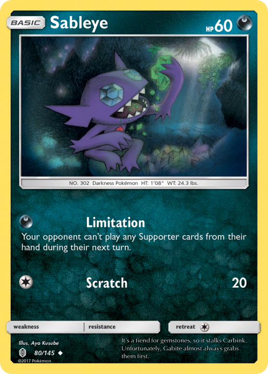 Sableye 80/145 Sun & Moon Guardians Rising