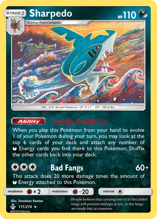 Sharpedo 111/214 Sun & Moon Unbroken Bonds