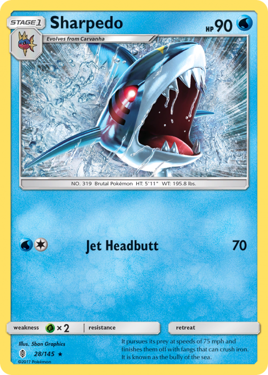 Sharpedo 28/145 Sun & Moon Guardians Rising