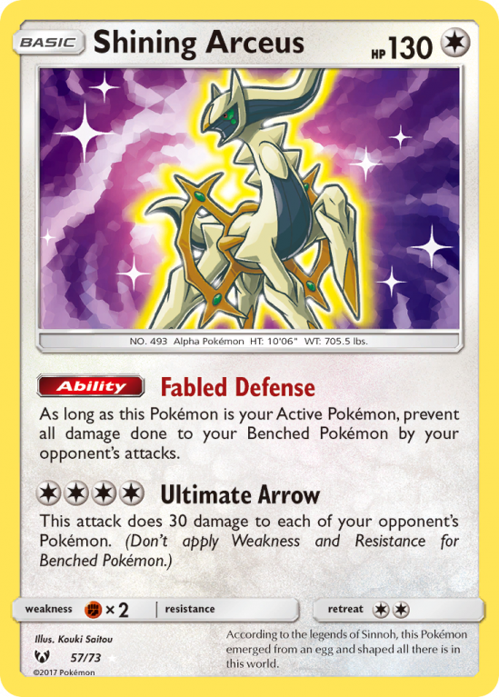Shining Arceus 57/73 Sun & Moon Shining Legends