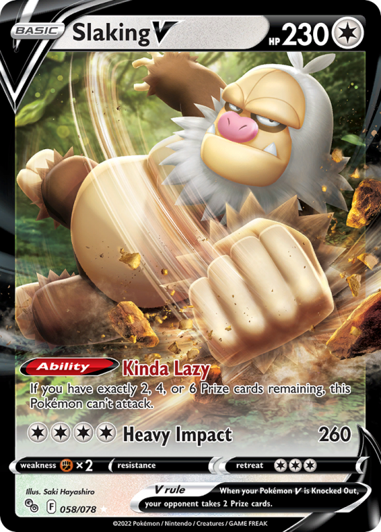 Slaking V 58/78 Sword & Shield Pokémon GO