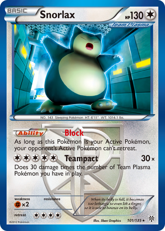 Snorlax 101/135 Black & White Plasma Storm