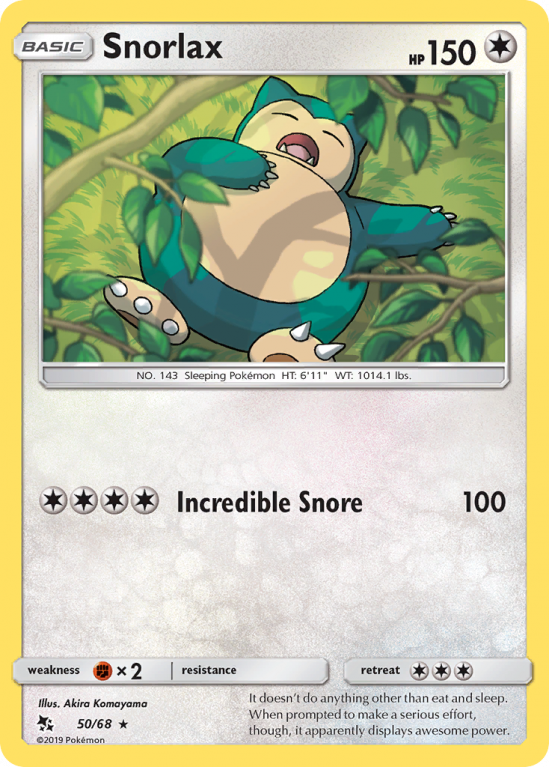 Snorlax 50/68 Sun & Moon Hidden Fates