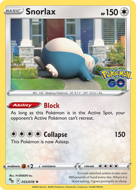 Snorlax 55/78 Sword & Shield Pokémon GO