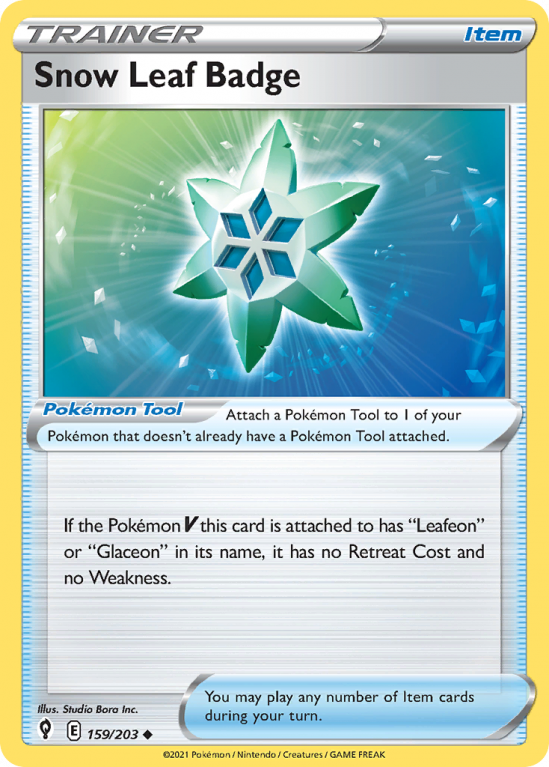 Snow Leaf Badge 159/203 Sword & Shield Evolving Skies