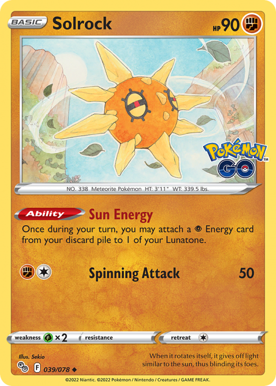 Solrock 39/78 Sword & Shield Pokémon GO