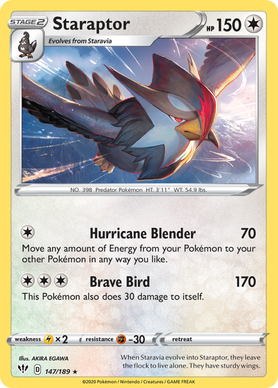 Staraptor 147/189 Sword & Shield Darkness Ablaze
