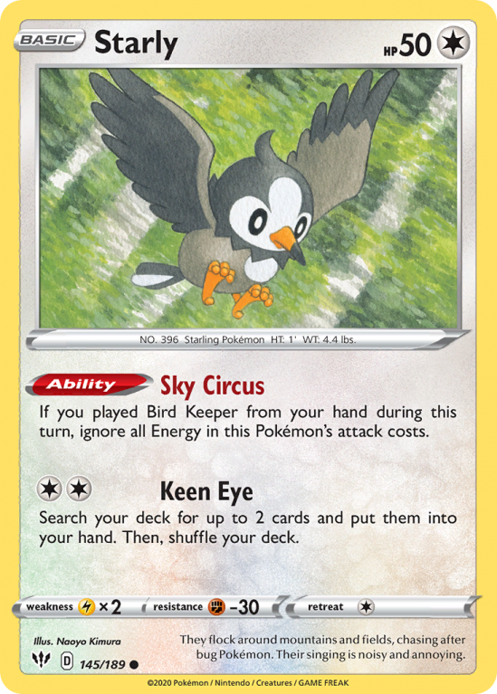 Starly 145/189 Sword & Shield Darkness Ablaze