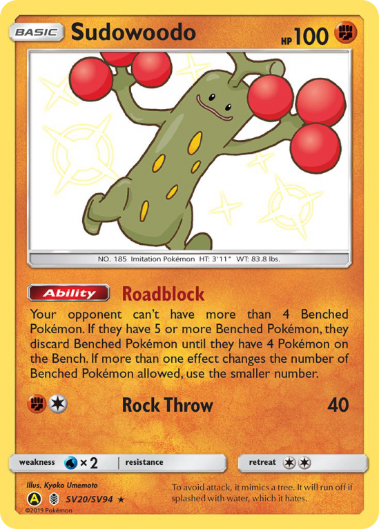 Sudowoodo SV20/94 Sun & Moon Shiny Vault