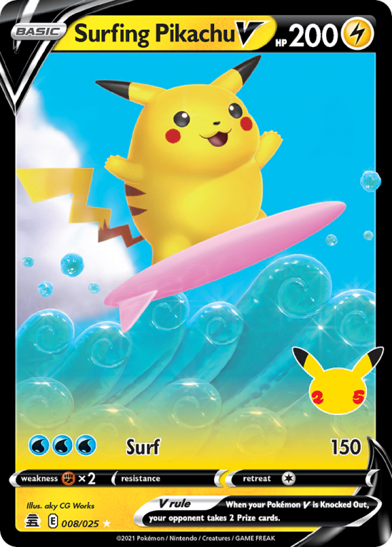 Surfing Pikachu V 8/25 Sword & Shield Celebrations