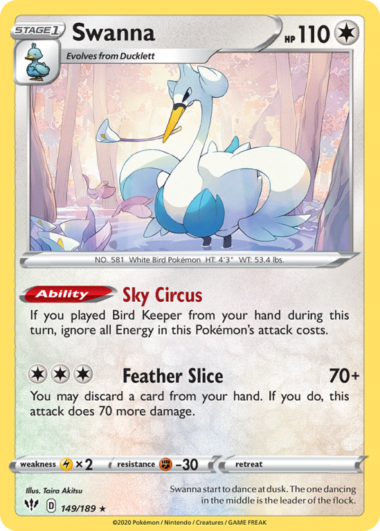 Swanna 149/189 Sword & Shield Darkness Ablaze