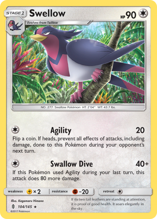 Swellow 104/145 Sun & Moon Guardians Rising