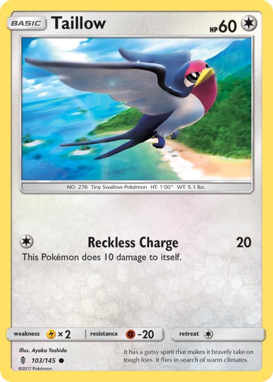 Taillow 103/145 Sun & Moon Guardians Rising