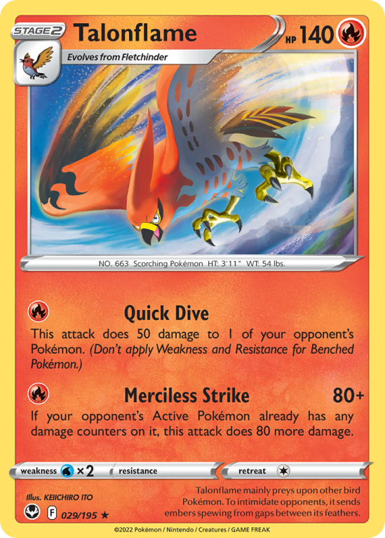 Talonflame 29/195 Sword & Shield Silver Tempest