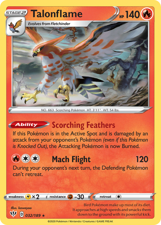 Talonflame 32/189 Sword & Shield Darkness Ablaze