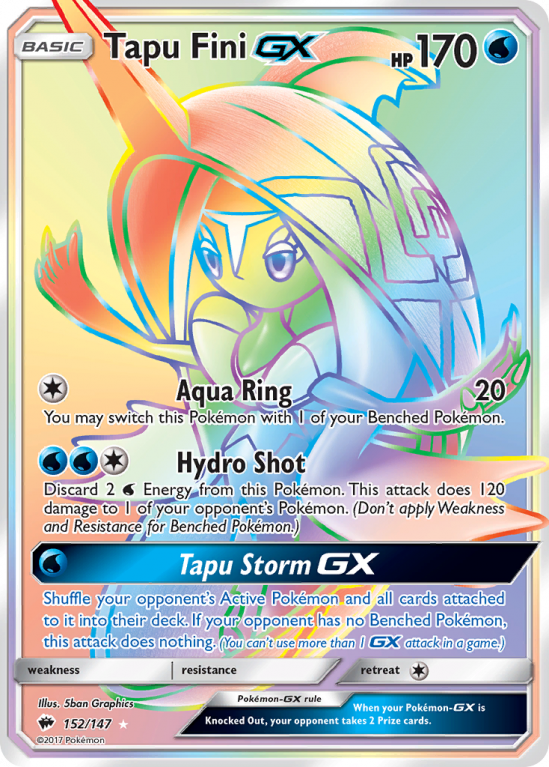 Tapu Fini-GX 152/147 Sun & Moon Burning Shadows