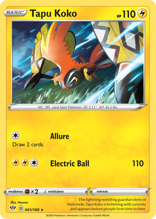 Tapu Koko 61/189 Sword & Shield Darkness Ablaze