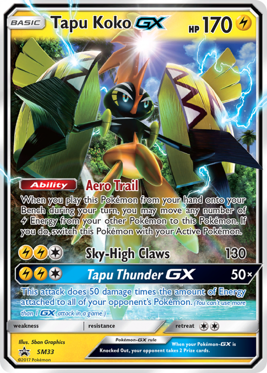 Tapu Koko-GX SM33/156 Sun & Moon SM Black Star Promos