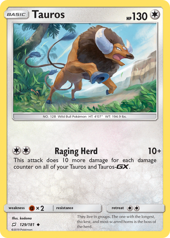Tauros 129/181 Sun & Moon Team Up
